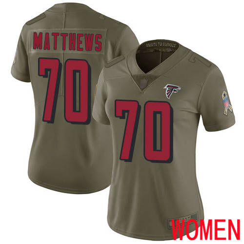 Atlanta Falcons Limited Olive Women Jake Matthews Jersey NFL Football #70 2017 Salute to Service